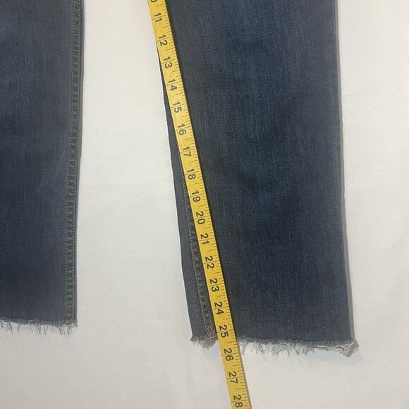 GRLFRND Women’s Jeans Size 32 Reed Blue Denim Cropped High Rise Skinny Straight - Picture 7 of 14